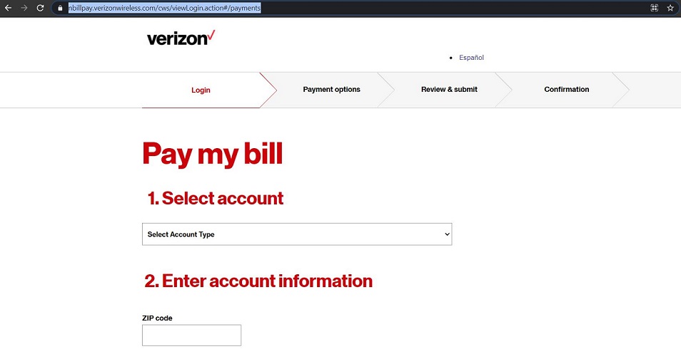 Verizon Quick Easy Bill Payment Verify Account VZW Com PayBill 